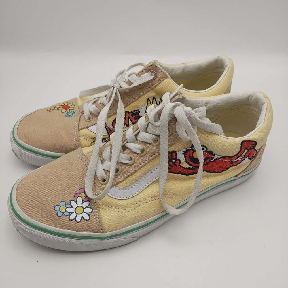 Vans x Sesame Street Old Skool Elmo Floral Yellow Shoes Mens 7.5 Womens 9
